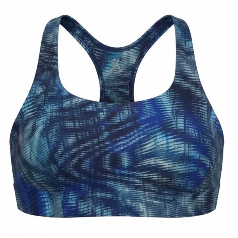 Lululemon‎ Energy Bra Blue Teal Abstract Geometric Racerback Sports Bra Size 4